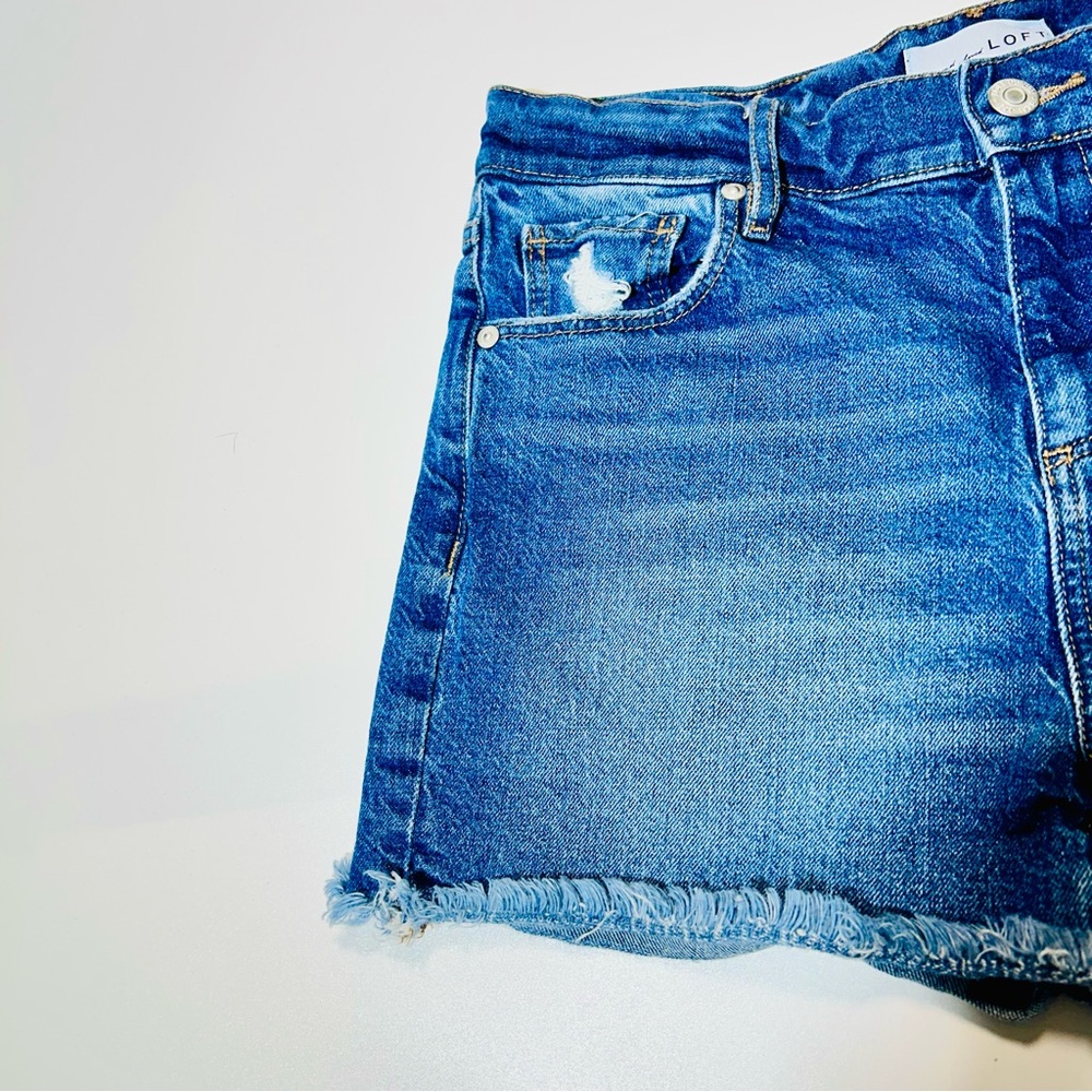 Loft Jean shorts High Rise Jean shorts distressed medium wash women size 25 - Picture 6 of 9